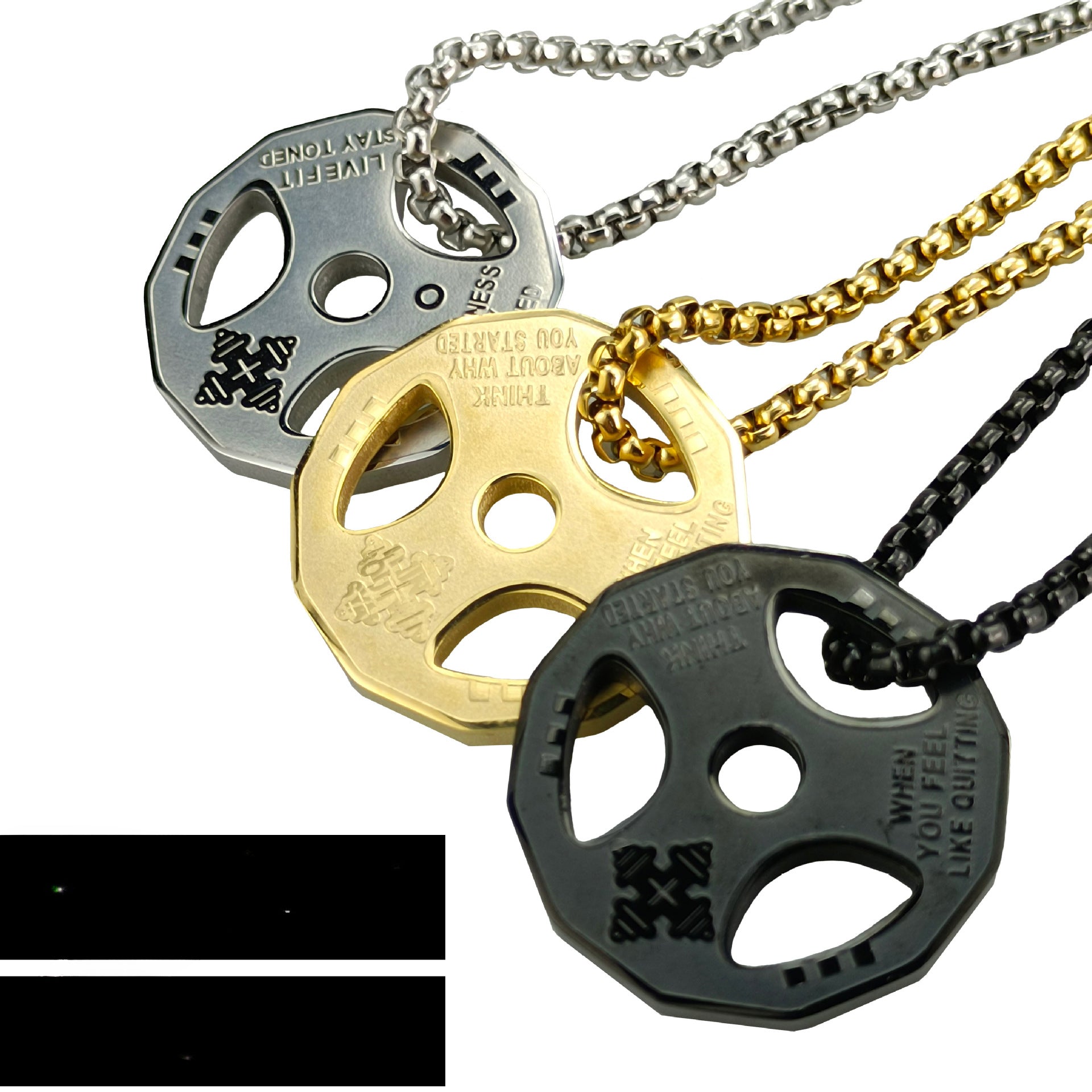 Wholesale Barbell Dumbbell Plates Stainless Steel Pearl Necklace Men's Pendant ACC-NE-Ruig002