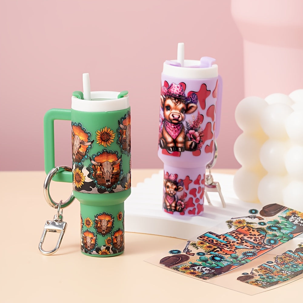 32pcs Western Style UV DTF Wraps Rub on Transfer Stickers 8 Different Style for Mini Tumbler Cup Keychains Accessories DIY Gift Cup Sticker Gift