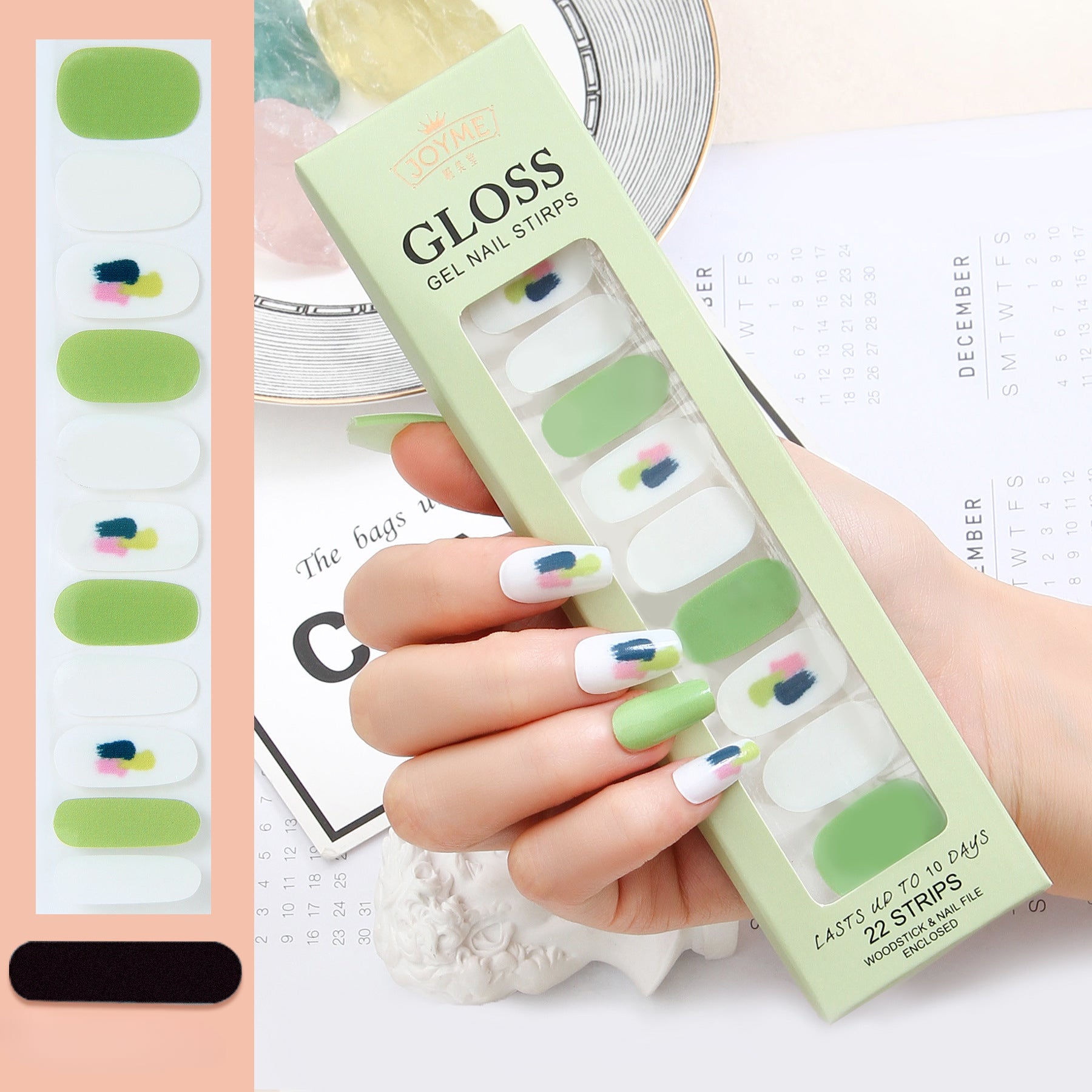 Wholesale Nail Stickers Waterproof, Baking Free, Solid Color Nail Stickers 22 Stickers ACC-NS-XKQ003