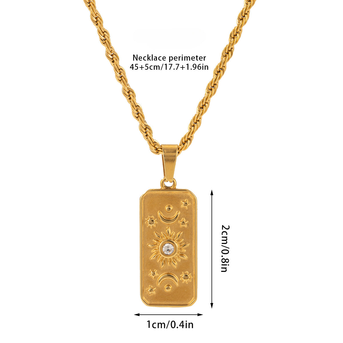 Wholesale Retro Three-dimensional Relief Necklace Star Moon Sun Titanium Steel Necklace ACC-NE-Jind002