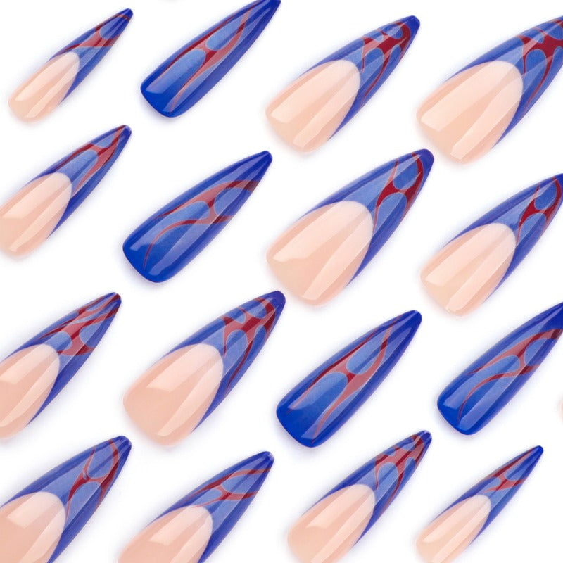 Wholesale 24 Pieces/box Blue Red Flame Nails Kits Nail Stickers ACC-NS-LeFan242