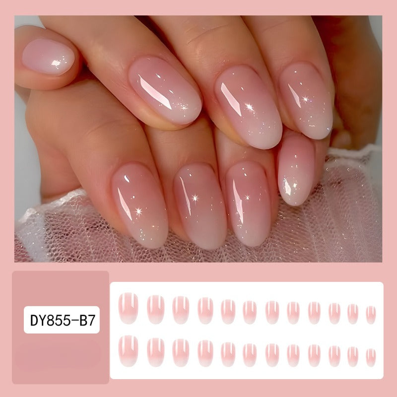 Wholesale 24 Pieces/box Pink and White Gradient Nails Kits Nail Stickers ACC-NS-QXJ018