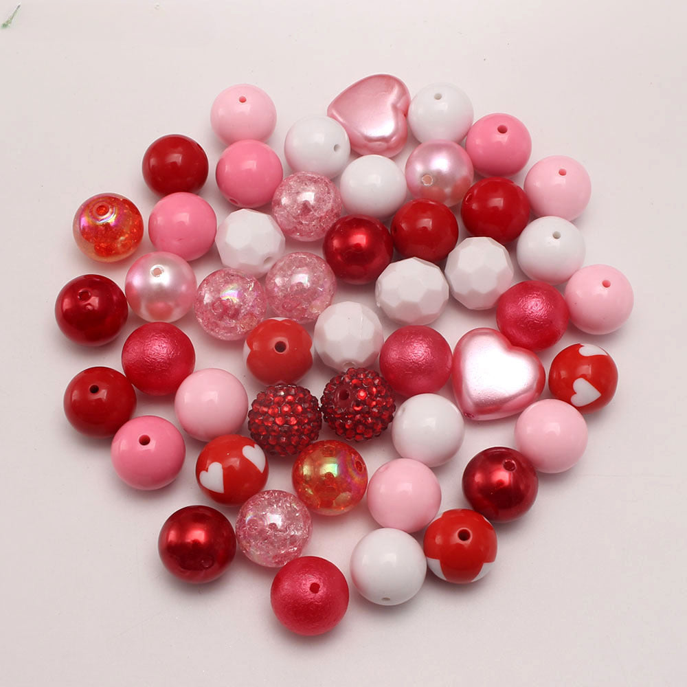 Wholesale  50pcs/pack Bubblegum Beads Light Pink Love Valentine's Day 20MM Acrylic Large Beads