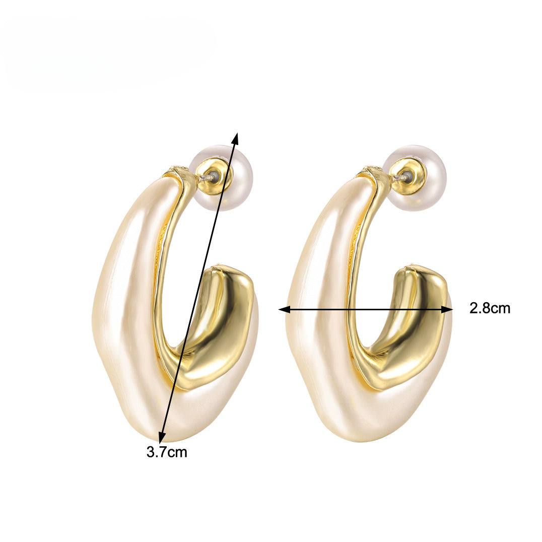 Wholesale Irregular Shaped Pearl C-shaped Earrings Vintage Earrings ACC-ES-HZS003