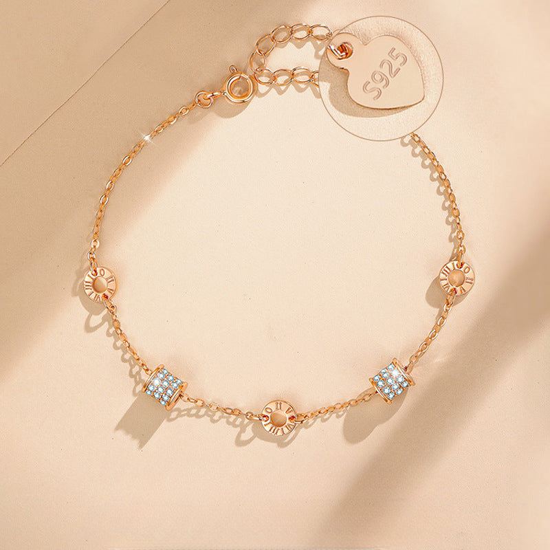 Wholesale S925 Sterling Silver Roman Numeral Small Waist Bracelet ACC-BT-XJF001