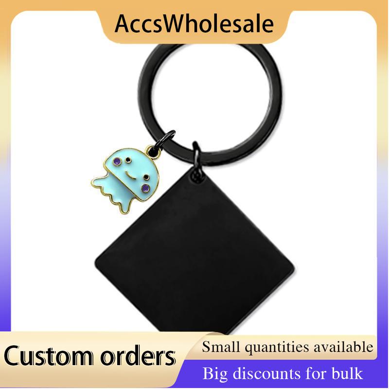 Custom Keychains with Laser Engraved Text or Logo - Multicolor Square Metal Keychains