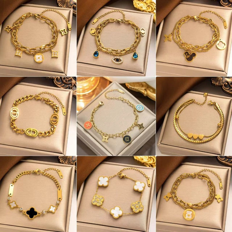 Wholesale Five Flower Four Leaf Clover Bracelet ACCVIP-BT-KuCai015