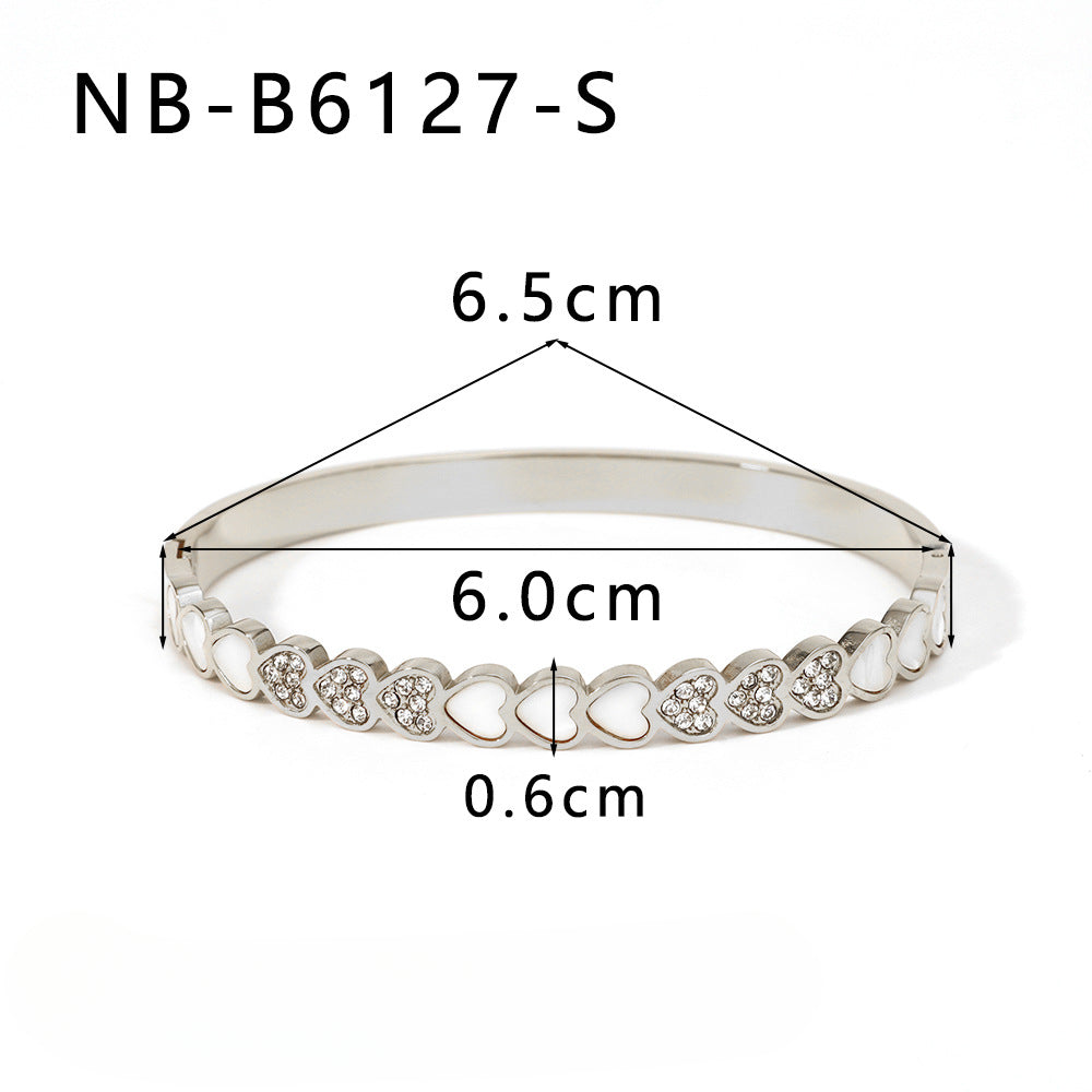 Wholesale Stainless Steel Inlaid Zircon White Shell Full Diamond 18K Gold Color Bracelet ACC-BT-XinY026