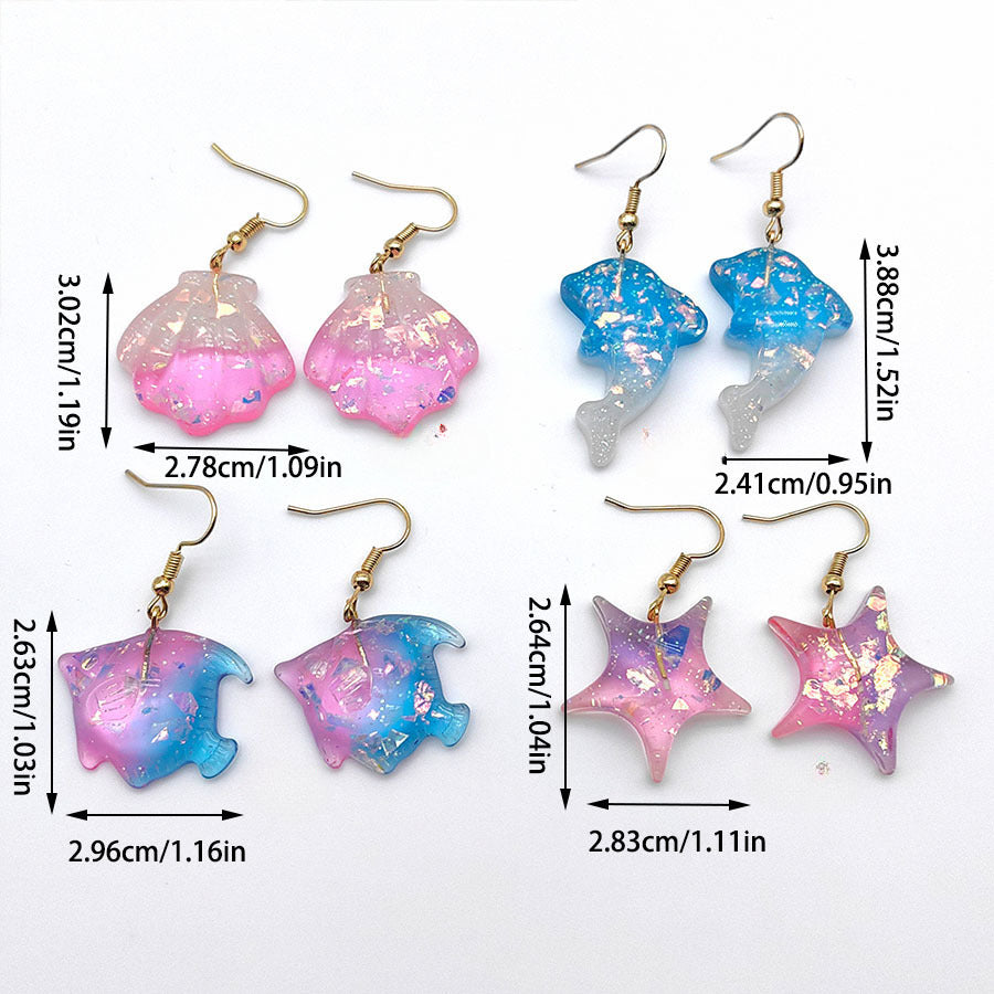 Wholesale Summer Resin Dolphin Fish Starfish Shell Earrings ACC-ES-Xizhao017