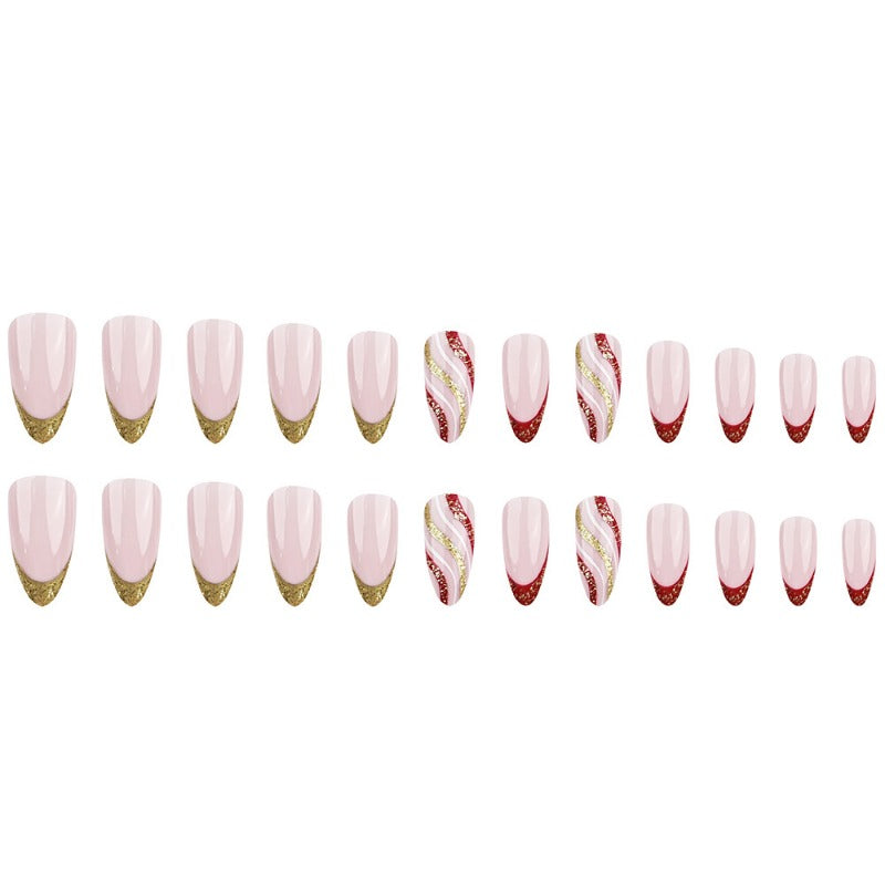 Wholesale 24 Pieces/box Christmas Glitter Stripe Nails Kits Nail Stickers ACC-NS-QXJ022