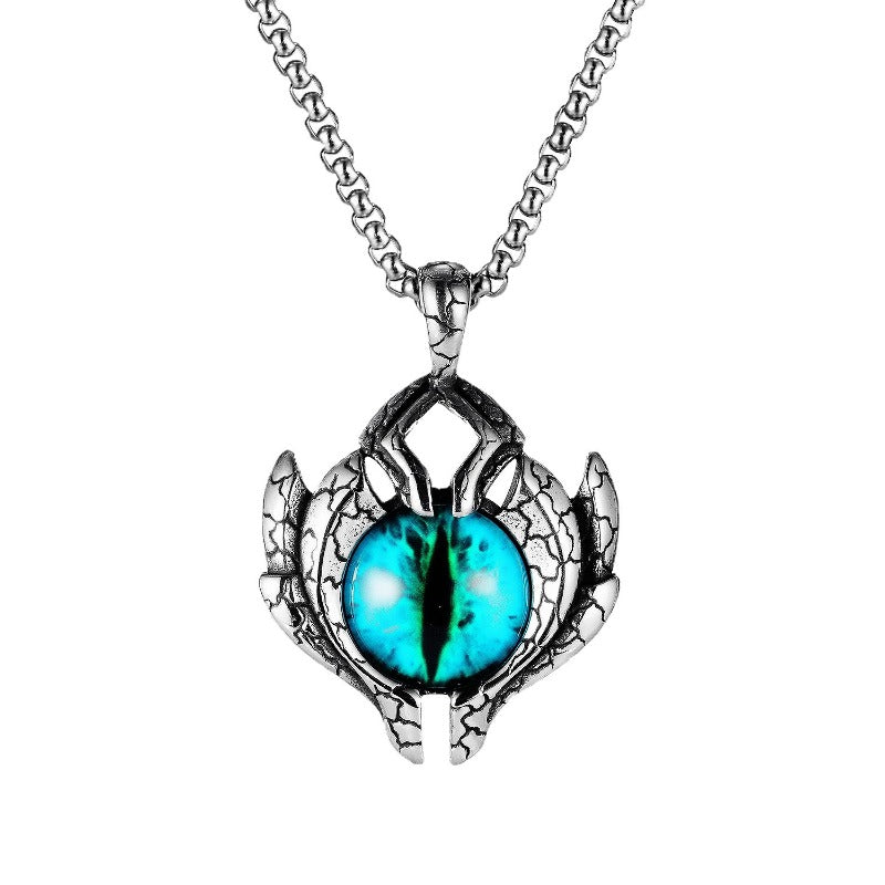 Wholesale Vintage Punk Spaceship Blue Eyes Stainless Steel Pendant Necklaces ACC-NE-XuanChao001