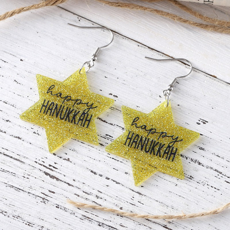 Wholesale Hanukkah Star Pendant Acrylic Earrings ACC-ES-ChuLian117
