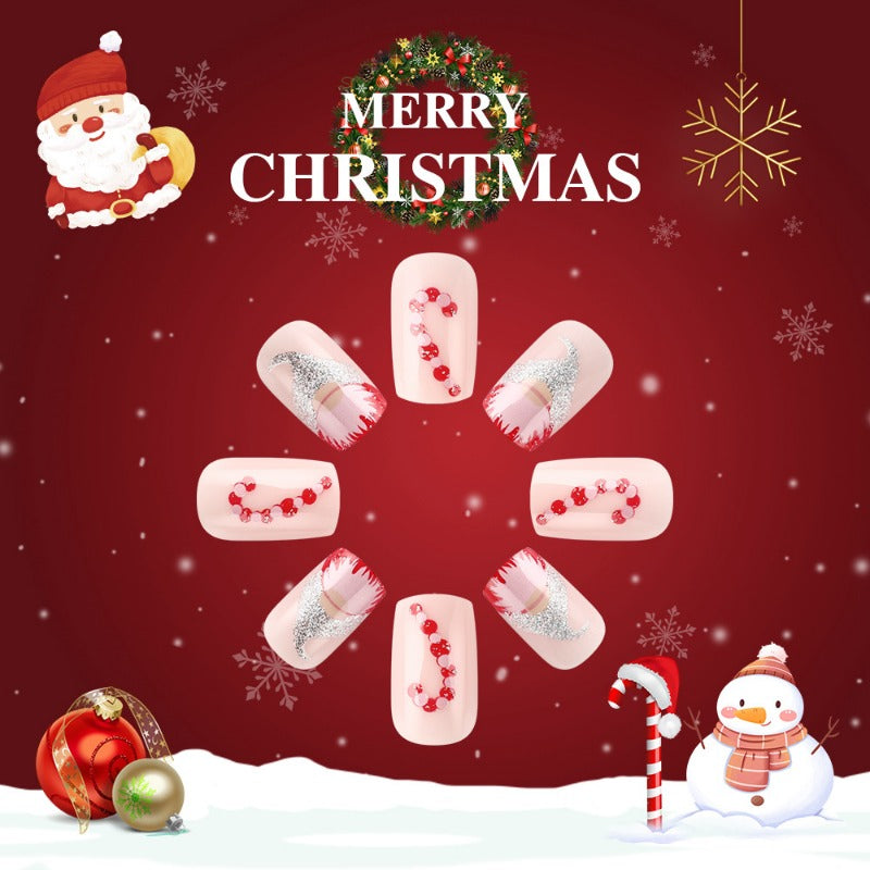 Wholesale 24 Pieces/box Christmas Canes Nails Kits Nail Stickers ACC-NS-MiKe004