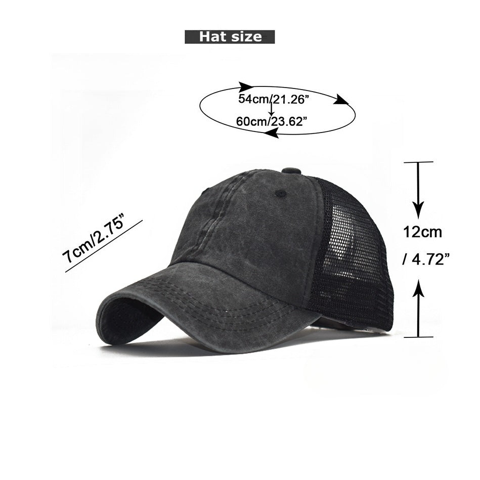 Wholesale Washed Distressed Ponytail Hat Mesh Cap Baseball Cap ACC-HT-ErXu017
