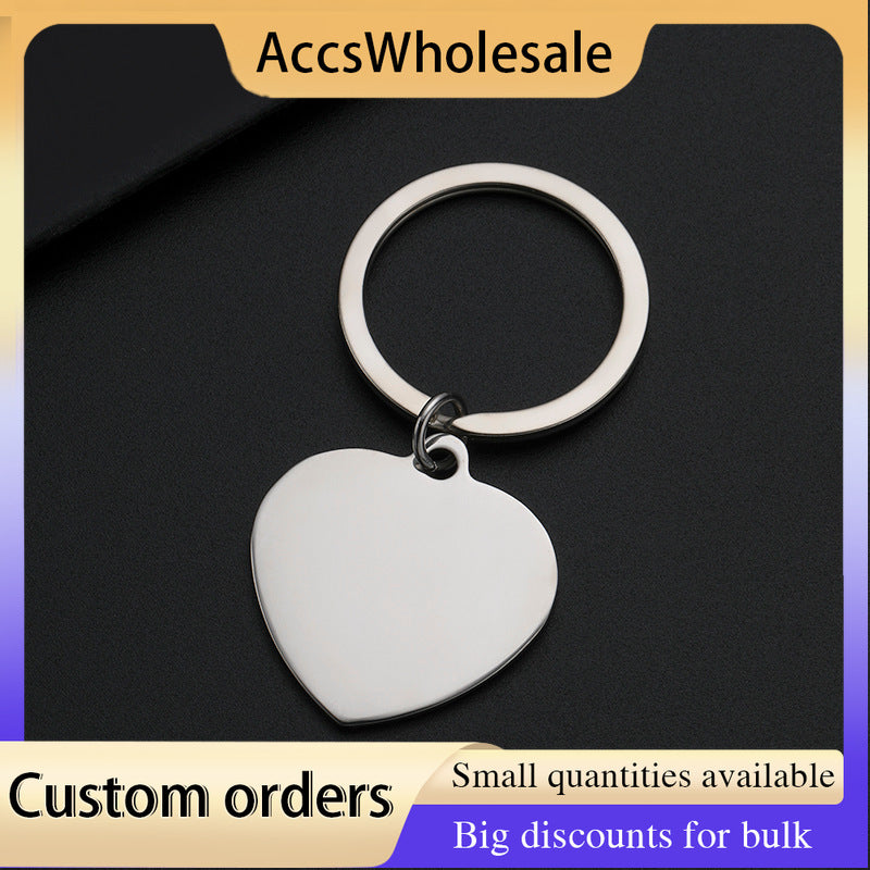 Custom Keychain with Laser Engraved Text or Logo - Multi-color Heart-shaped Metal Keychain