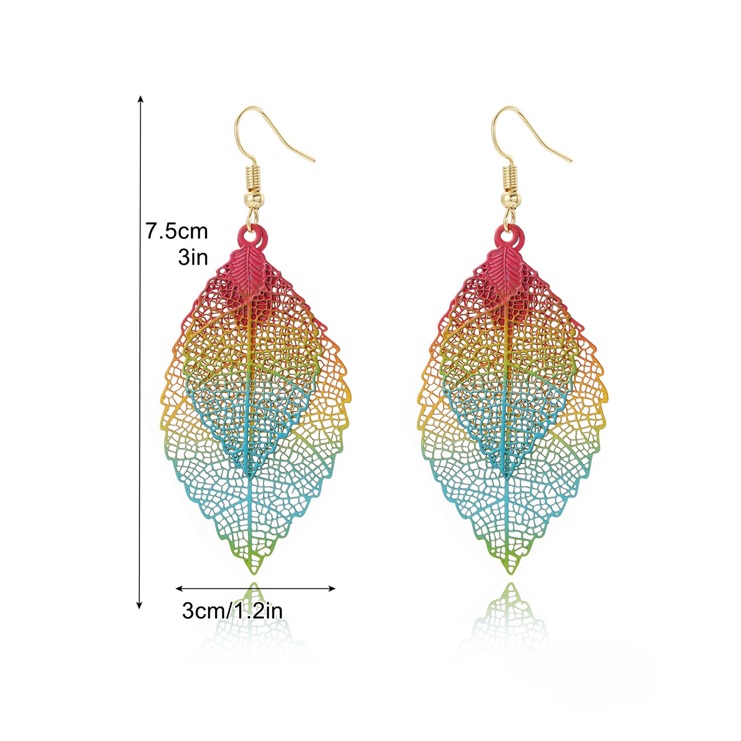 Wholesale Vintage Leaf Earrings Gold Double Layer Hollow Leaf Earrings ACC-ES-ManYi010