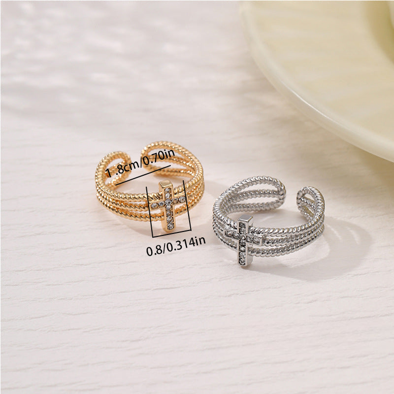 Wholesale Zirconia Vintage Cross Ring ACC-RS-YunJin009
