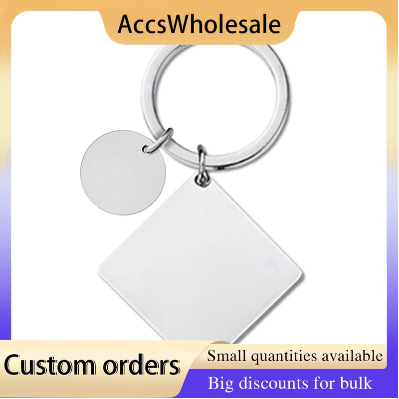 Custom Keychains with Laser Engraved Text or Logo - Multicolor Square Metal Keychains