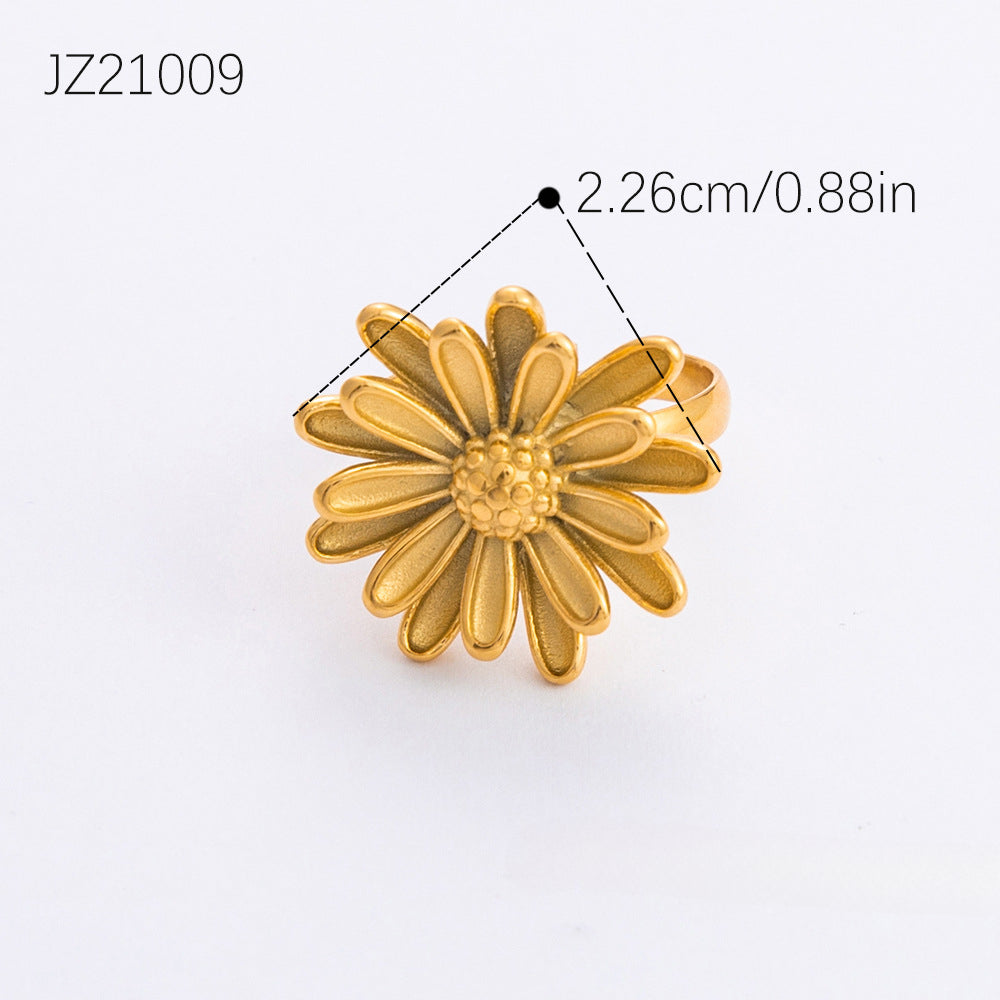 Wholesale Daisy Ring Stainless Steel Plated 18K Gold Light Luxury Rings ACC-RS-LLT008