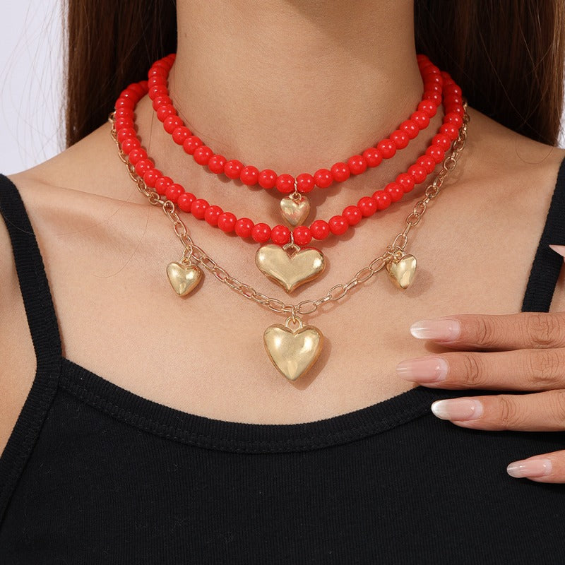 Wholesale European Versatile Three-dimensional Heart Necklace Set ACC-NE-YueSen021