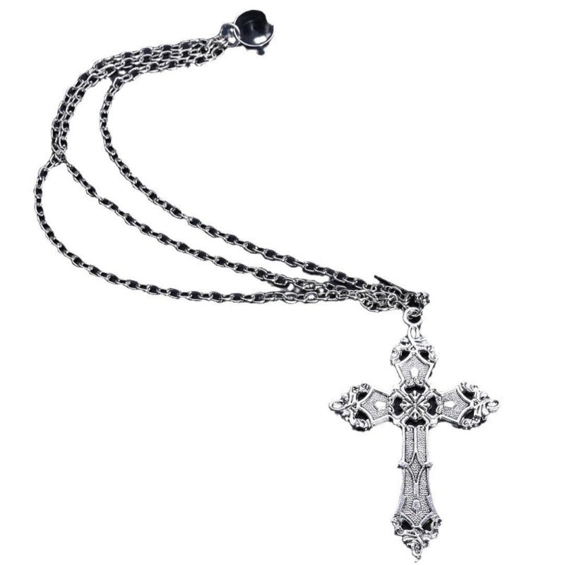 Wholesale Vintage Gothic Punk Style Gemstone Cross Pendant Necklaces ACC-NE-GaoTu002