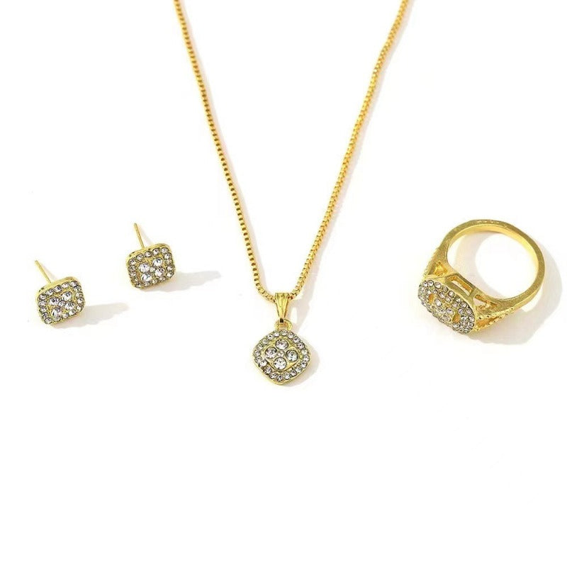 Wholesale Engagement Ring Earrings Rings Earrings Necklace Bracelet Four Piece Set ACC-NE-AnHe007