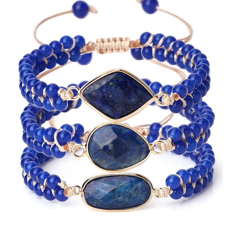 Wholesale Double Row Braided Beaded Stone Pendant Bracelet ACC-BT-Xinh001