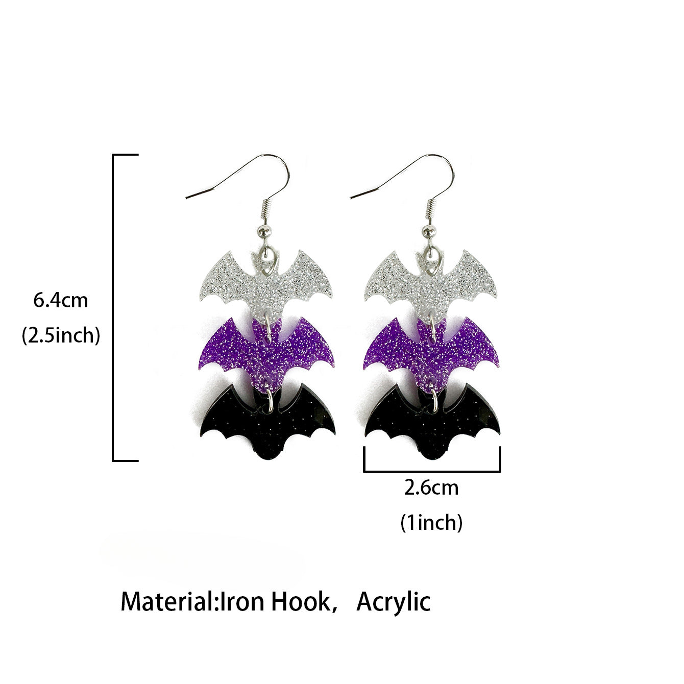 Wholesale Halloween Dark Style Bat Acrylic Earrings ACC-ES-XinChuan060