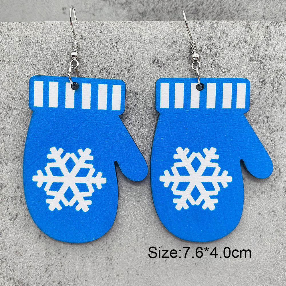 Wholesale Christmas Santa Claus Christmas Stocking Elk Wood Earrings ACC-ES-ChenY055