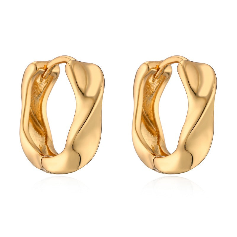 Wholesale Copper Plated Real Gold Geometric Small Earrings ACC-ES-AoGu001