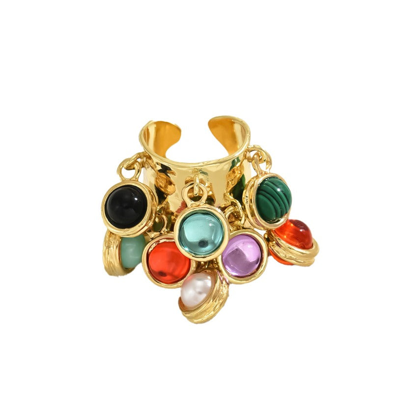 Wholesale Women's Open Adjustable Rings with Colored Gemstones ACC-RS-BaSha001