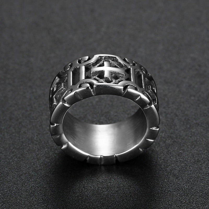 Wholesale Stainless Steel Punk Personality Cross Ring ACC-RS-Moer014