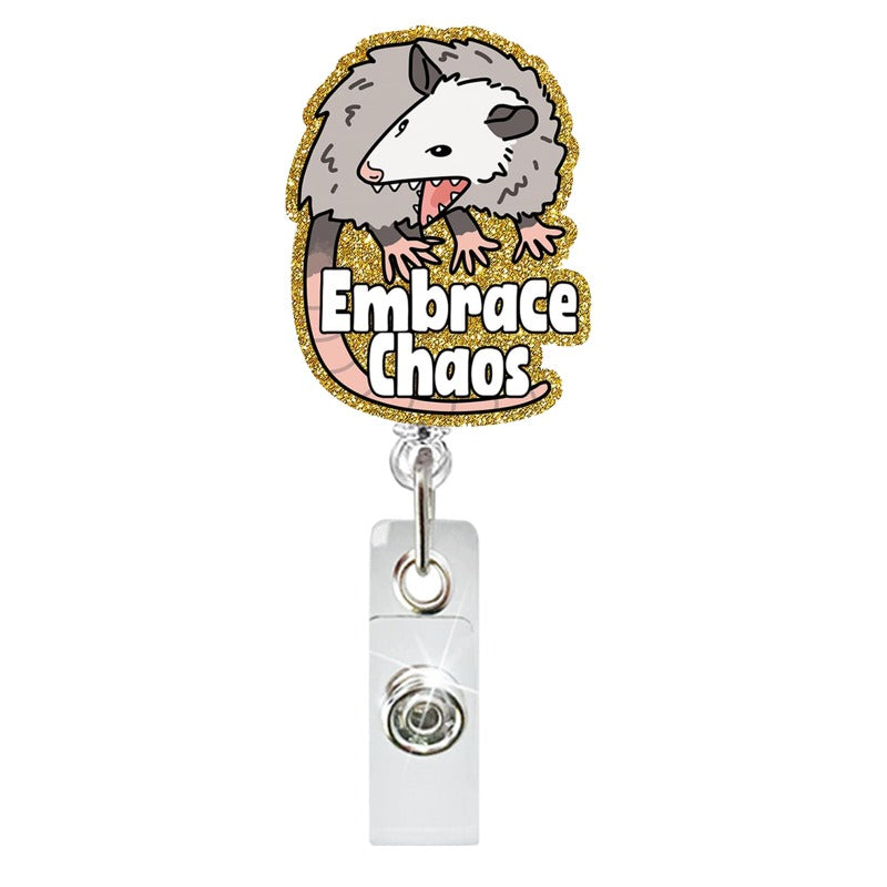 Wholesale Acrylic Glitter Mouse Retractable Easy To Pull Nurse Badge Scroll Keychain ACC-KC-QiDing008