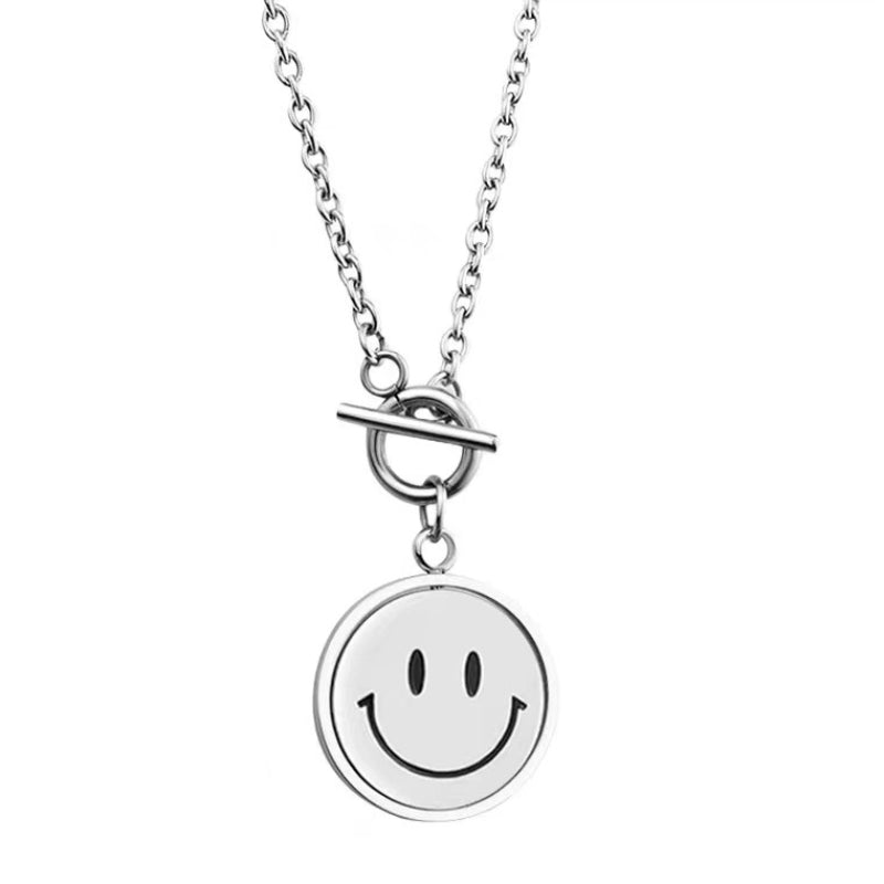 Wholesale Titanium Steel Rotating Smiley Face Hip Hop Sweater Chain ACC-NE-Leis007