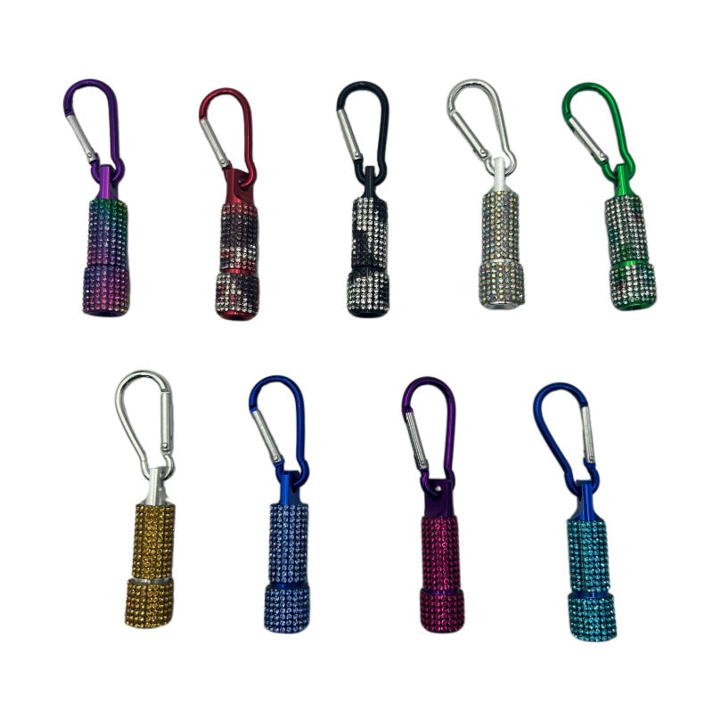 Wholesale  9pcs/set LED Fashion Diamond Mini Flashlight Carabiner Mini Emergency Flashlight Keychain Pendant ACCHW-KC-ZhiYa016