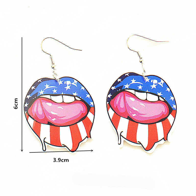 Wholesale American Independence Day Red White and Blue Flag Earrings ACC-ES-XN038