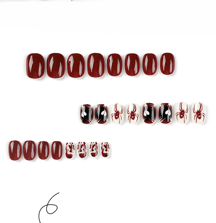 Wholesale Pieces/box White Heart Red Spider Press-on Nails Kits Nail Stickers ACC-NS-LeFan036