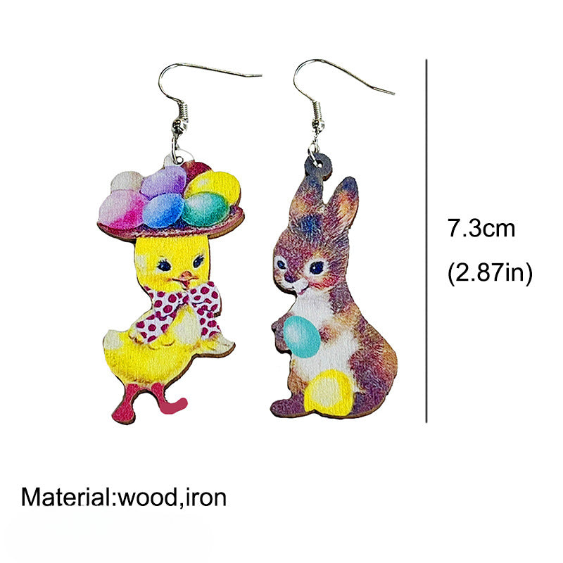 Wholesale 2 Pairs/Pack Easter Cute Mushroom Cross Bunny Egg Earrings ACC-ES-HY163