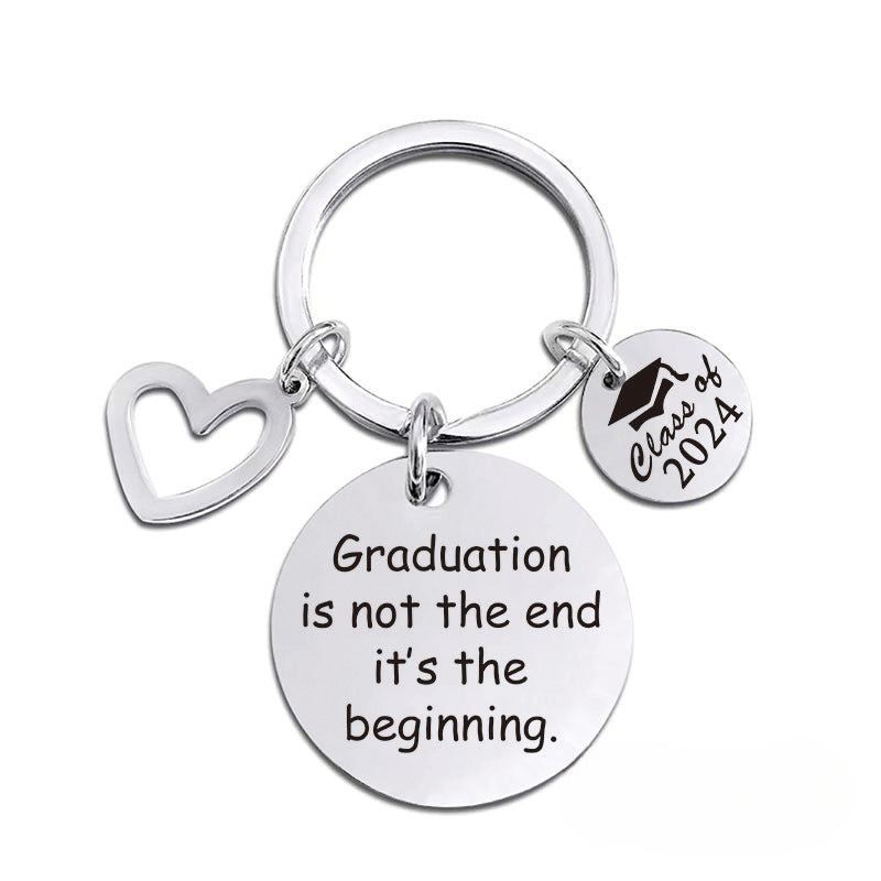 Wholesale 2024 Graduation Season Gift Love Pendant Round Plate Stainless Steel Keychain ACC-KC-Ganggu009