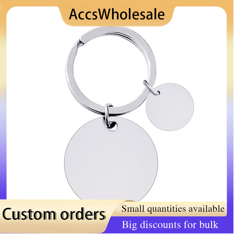 Custom Keychain with Laser Engraved Text or Logo - Multi-color and Large and Small Round Metal Keychains