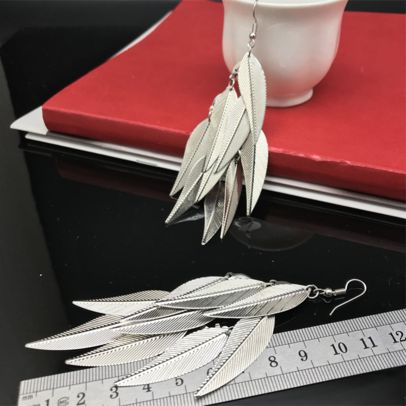 Wholesale Vintage Metal Leaf Long Earrings ACC-ES-FX019