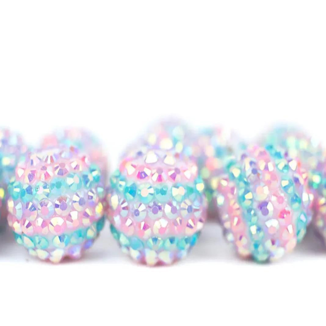 Wholesale 5pcs Jelly Pink Blue 20MM Rhinestone Acrylic Beads ACC-BDS-NiJia033