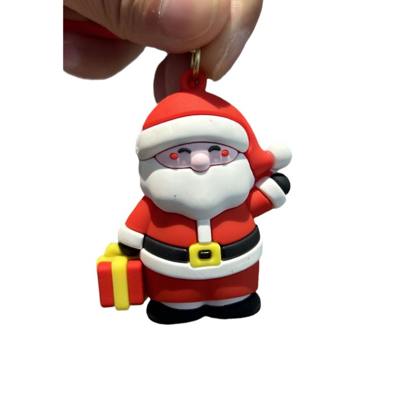 Wholesale PVC Soft Rubber Creative Christmas Old Man Christmas Tree Keychain ACC-KC-WuY002