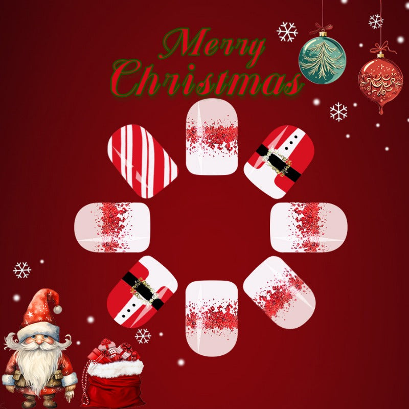 Wholesale 24 Pieces/box Christmas Red and White Gradient Nails Kits Nail Stickers ACC-NS-GuaiXL130