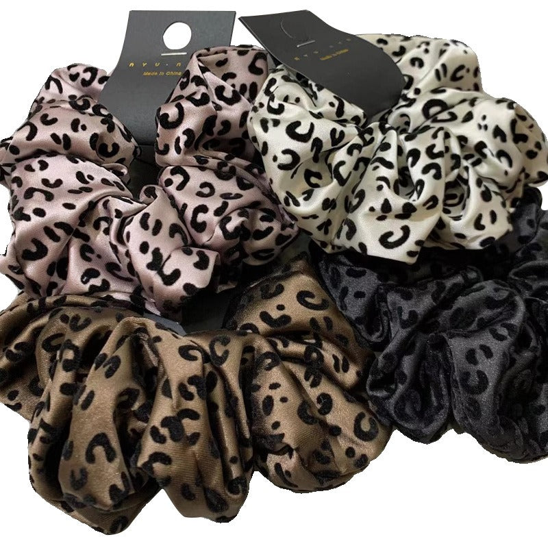 Wholesale Fashion Satin Flocked Leopard Hair Tie ACC-HS-Fanz003