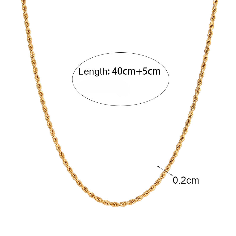Wholesale Stainless Steel Necklace Plated 18K Twist Chain Necklaces Gold Chain ACC-NE-MengJ008