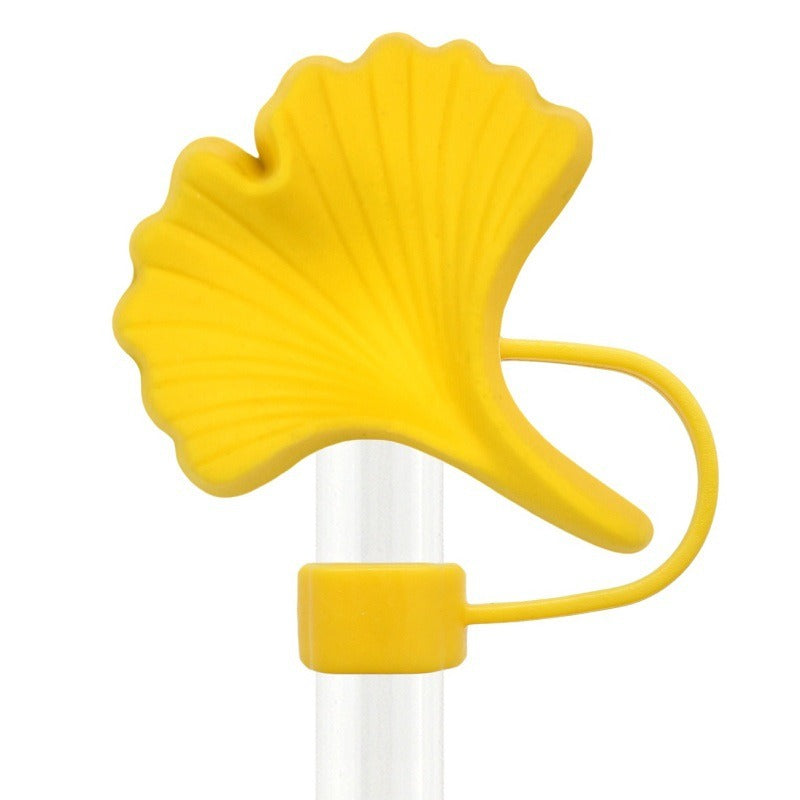 Wholesale Random 100pcs Ginkgo Leaf 10mm PVC Soft Straw Tube Cap ACC-SCR-RYY136
