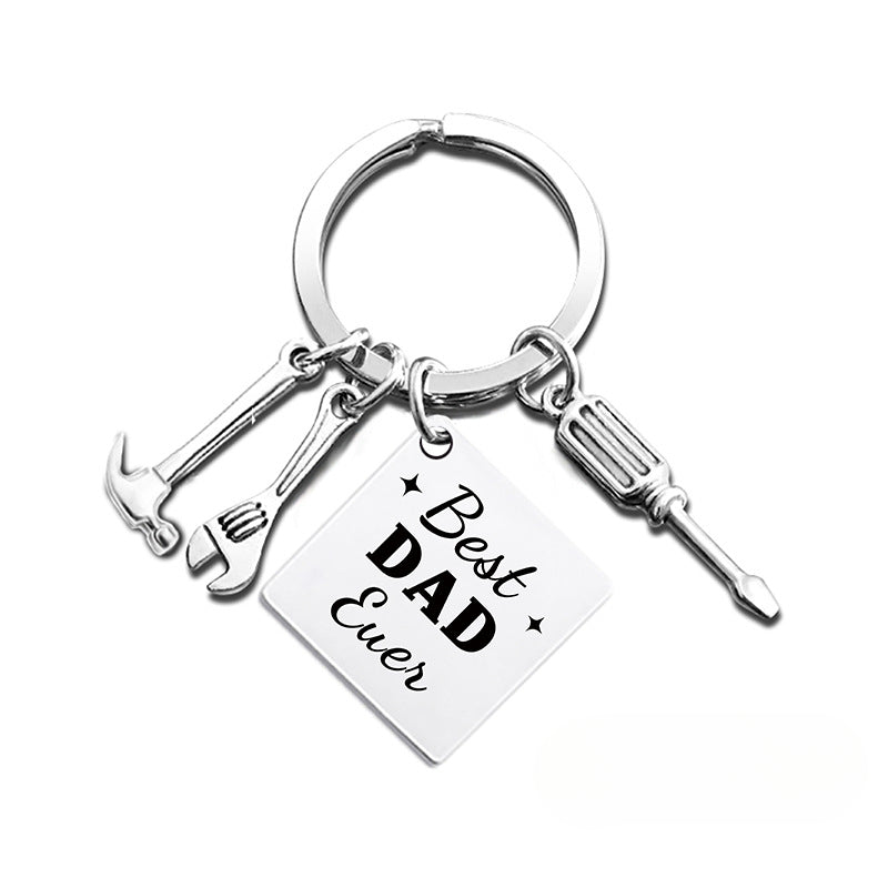 Wholesale Father's Day Hammer Wrench Square Hanging Tag Festival Gift Metal Keychain ACC-KC-Ganggu014
