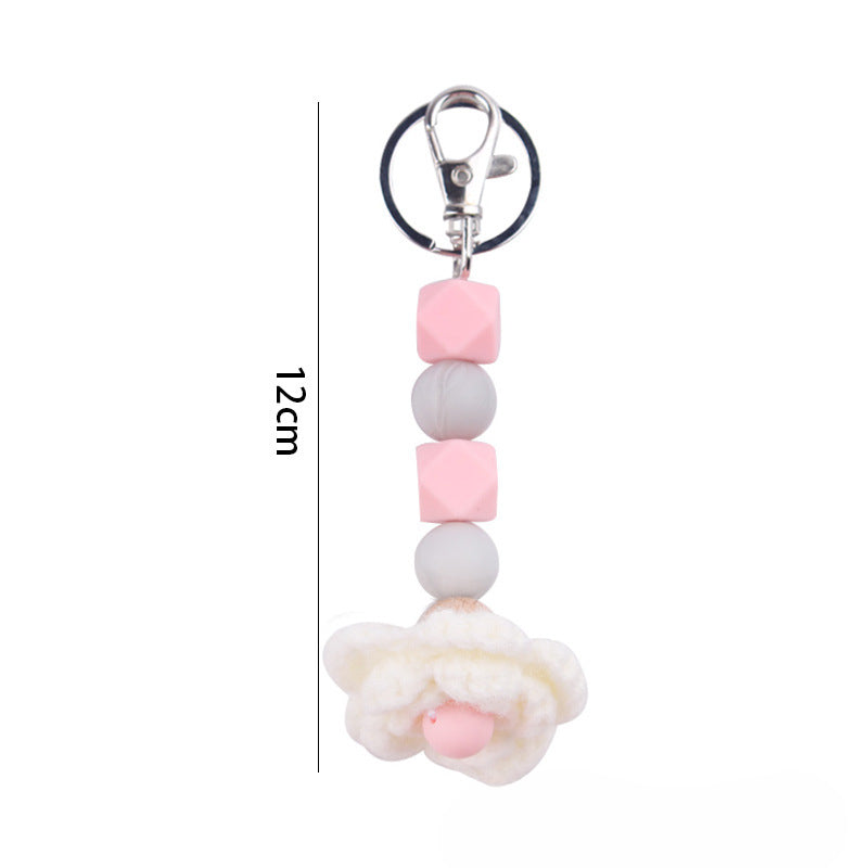 Wholesale Wool Flower Silicone Beaded Keychain ACC-KC-GuangTian051