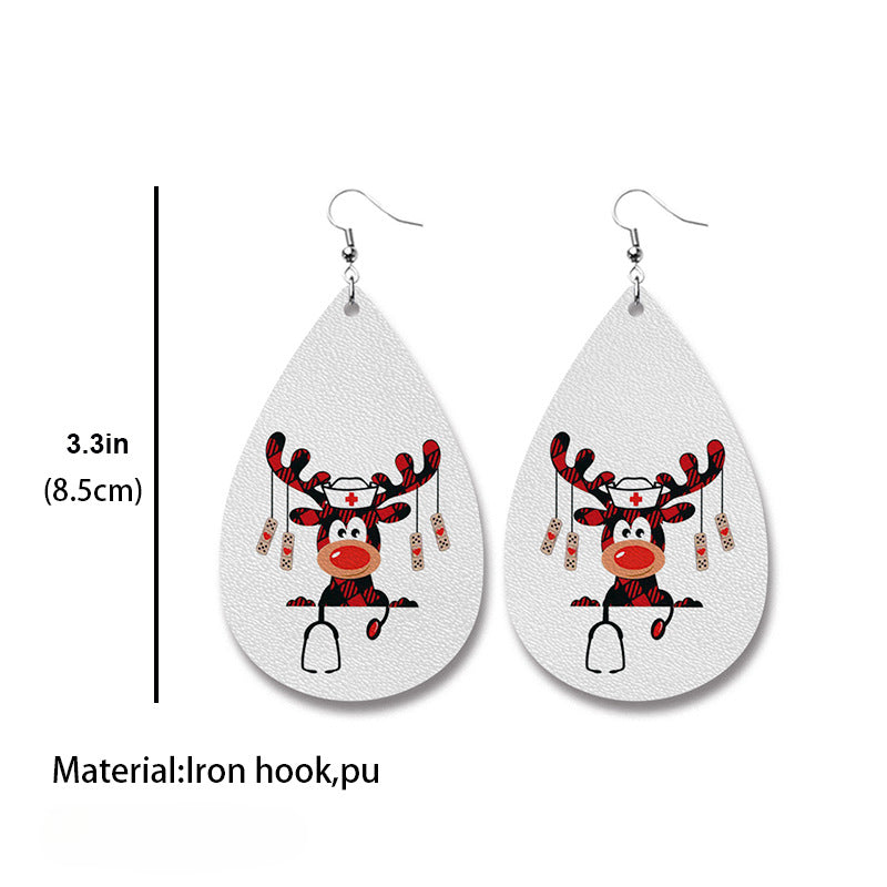 Wholesale 2 Pairs/Pack Christmas PU Leather Earrings ACC-ES-HY173